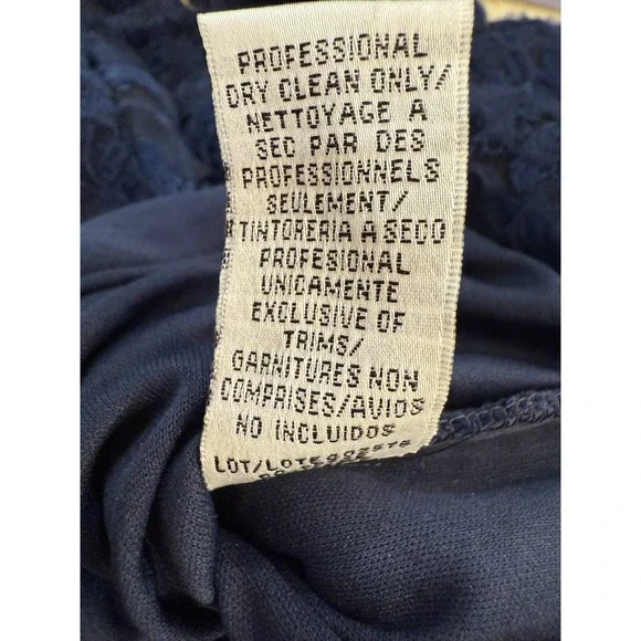 JS Collection Sz 8 Scarlet Wrap Tea Length Dress Navy Embroidered Mesh Soutache - Picture 12 of 15